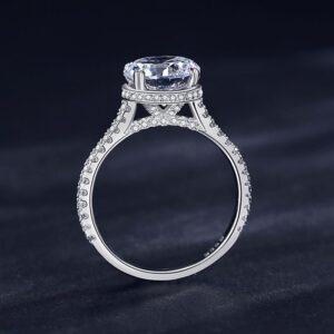 Round-Cut Pavé Band Solitaire Engagement Ring