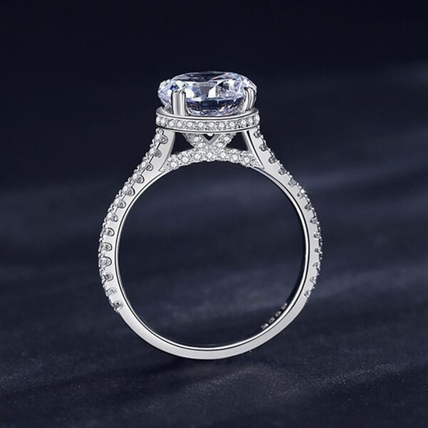 Round-Cut Pavé Band Solitaire Engagement Ring - Image 4