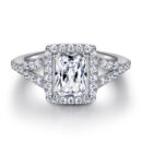 Radiant-Cut Split-Shank Halo Engagement Ring