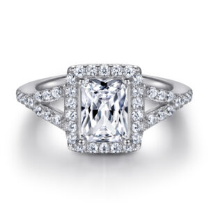 Radiant-Cut Split-Shank Halo Engagement Ring