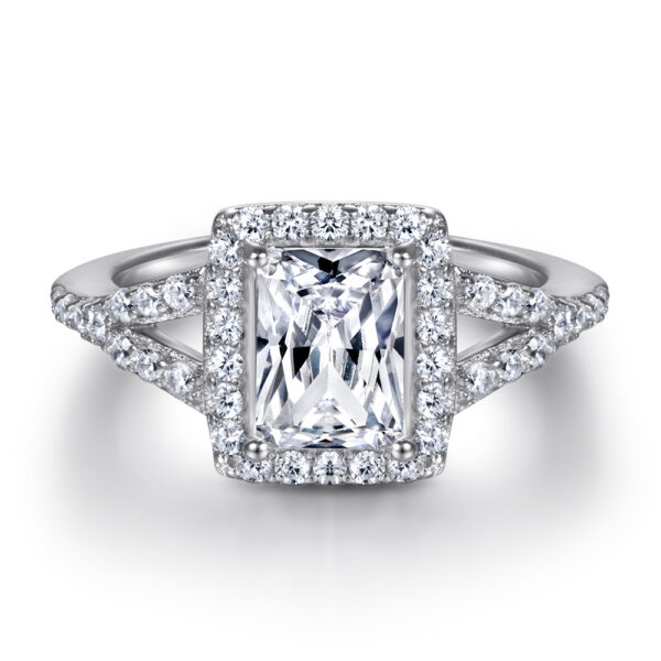 Radiant-Cut Split-Shank Halo Engagement Ring