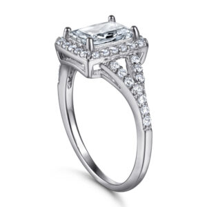 Radiant-Cut Split-Shank Halo Engagement Ring