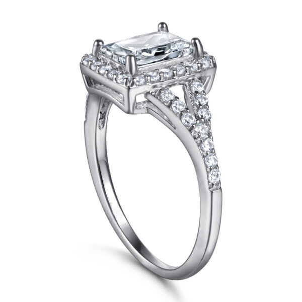 Radiant-Cut Split-Shank Halo Engagement Ring - Image 2
