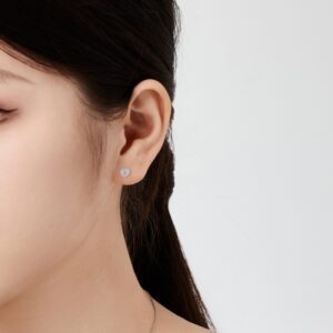 Pink Heart Stud Earrings in Sterling Silver with Halo