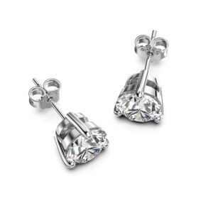 Silver Round-Cut Stone Stud Earrings