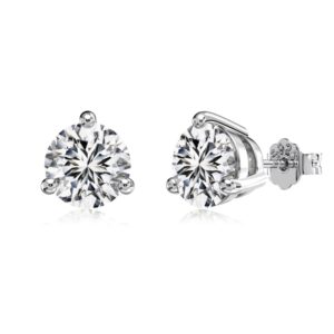 Silver Round-Cut Stone Stud Earrings