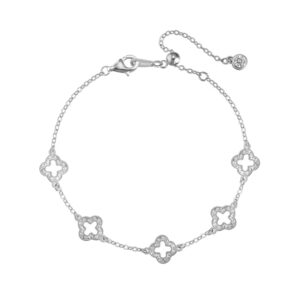 Silver Open Clover Link Bracelet