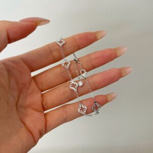 Silver Open Clover Link Bracelet
