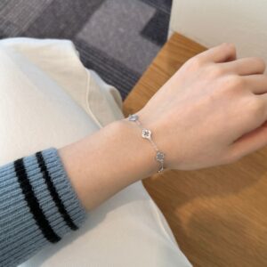 Silver Open Clover Link Bracelet