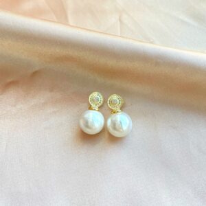 Yellow Gold Plated Pearl Drop Earrings