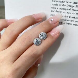 Classic Halo Stud Earrings in Sterling Silver with Dazzling CZ Center