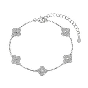 Silver Clover Link Bracelet