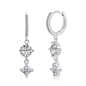 Elegant Silver Drop Earrings with Dual Cubic Zirconia Stones