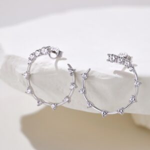Silver Crystal Hoop Earrings