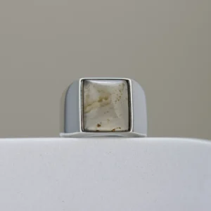 Men’s Silver Ring with White Onyx Stone