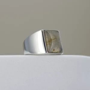 Men’s Silver Ring with White Onyx Stone