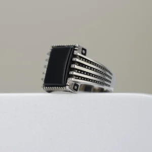 Men’s Silver Black Onyx Ring