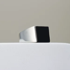 Men’s Silver Square Black Onyx Ring