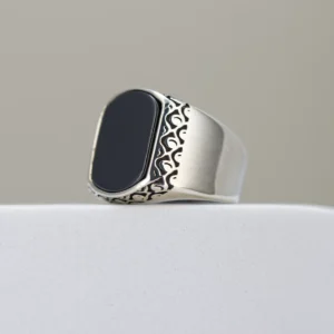 Men’s Silver Oval Black Onyx Ring