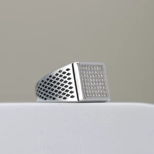 Men’s Silver Square Zirconia Stone Ring