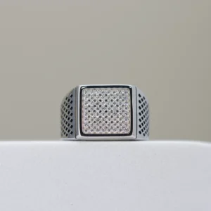 Men’s Silver Square Zirconia Stone Ring