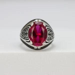 Men’s Silver Oval Stone Ring