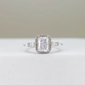 Ice Crushed Radiant-Cut Halo Engagement Ring