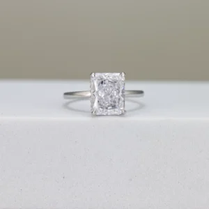 Ice Crushed Radiant Cut Hidden Halo Silver Ring