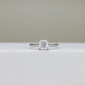Cushion-Cut Classic Silver Solitaire Engagement Ring