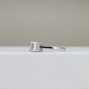 Cushion-Cut Classic Silver Solitaire Engagement Ring