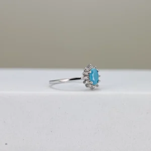Silver Turquoise Oval Halo Ring