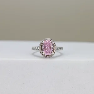 Oval-Cut Pink Halo Engagement Ring