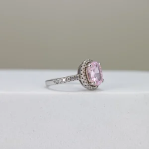 Oval-Cut Pink Halo Engagement Ring