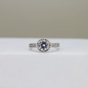 Round-Cut Halo Pave Band Ring