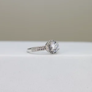 Round-Cut Halo Pave Band Ring