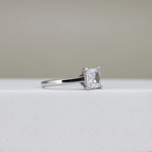 Princess-Cut Silver Solitaire Engagement Ring