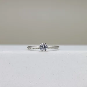 Round-Cut Silver Engagement Ring
