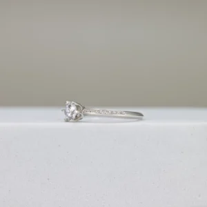 Round-Cut Silver Engagement Ring