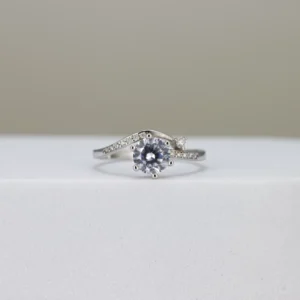 Twist-Band Round Cut Engagement Ring