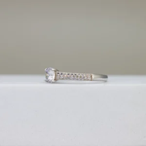Round-Cut Pave Band Engagement Ring