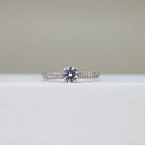 Round-Cut Pave Band Engagement Ring