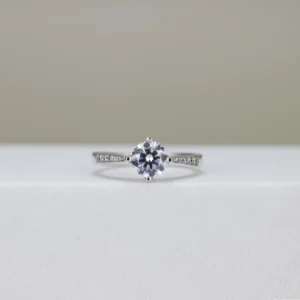 Round-Cut Accent Band Engagement Ring