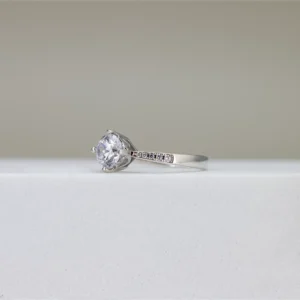 Round-Cut Accent Band Engagement Ring