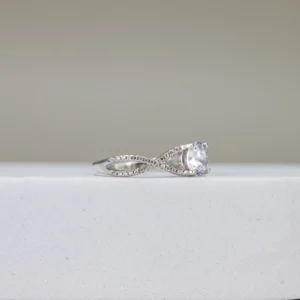 Silver Twist Band Round-Cut Engagement Ring