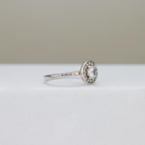 Round-Cut Halo Bezel Set Engagement Ring