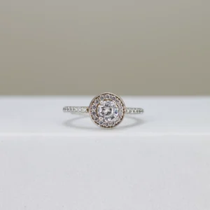 Round-Cut Halo Bezel Set Engagement Ring
