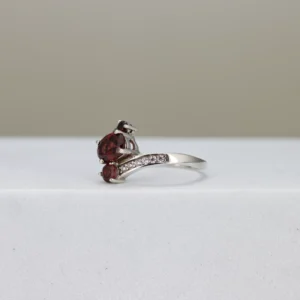 Garnet Three-Stone Engagement Ring