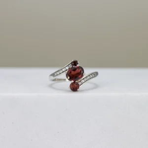 Garnet Three-Stone Engagement Ring