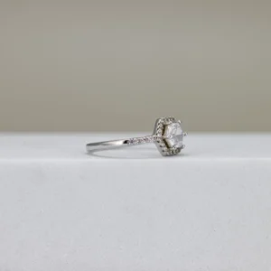 Hexagon-Cut Halo Engagement Ring