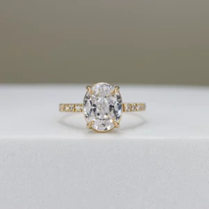 18K Yellow Gold Ice-Crushed Oval Engagement Ring
